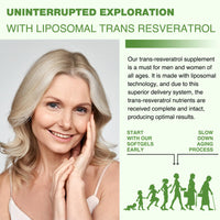 1200mg Liposomal Trans-Resveratrol, 98% Pure Formula, Trans Resveratrol Supplement, 60 Softgels for Heart, Skin, and Anti-Aging Antioxidant, Better Absorption