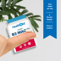 Health4All Vitamin B3 Niacin as Nicotinic Acid 50mg, 120 Tablets, Flush Effect