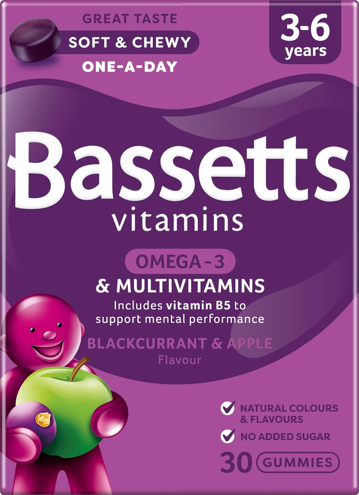 BASSETTS VITAMINS Bassetts Vitamins 3-6 Blackcurrant and Apple Multivitamins 30 Gummies