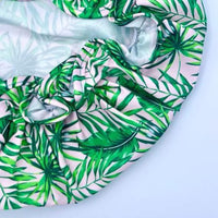 SMUG Shower Cap - Waterproof Shower Cap with Elastic Lining - Three Prints Available - Showers, Cooking, Spa Salon, Sleeping, Makeup - Shower Caps For Women UK Long Hair Short Hair - Palm