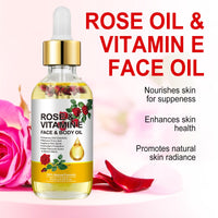 Rose Vitamin E Face & Body Oil - 100% Natural Moisturize Reduce Wrinkles Diminish Scars and Stretch Marks Enhances Skin Elasticity Rose Vitamin E Oil Organic for Face Body Massage Oil