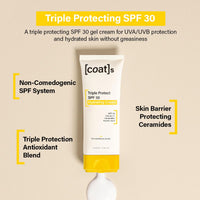 Coats SPF 30 Triple Protect Hydrating Face Cream with Ceramides + Vitamin C, UVA/UVB Protection. Non-Greasy, Non-Comedogenic SPF Face Moisturiser Sunscreen for Combination to Dry Skin (75ml)