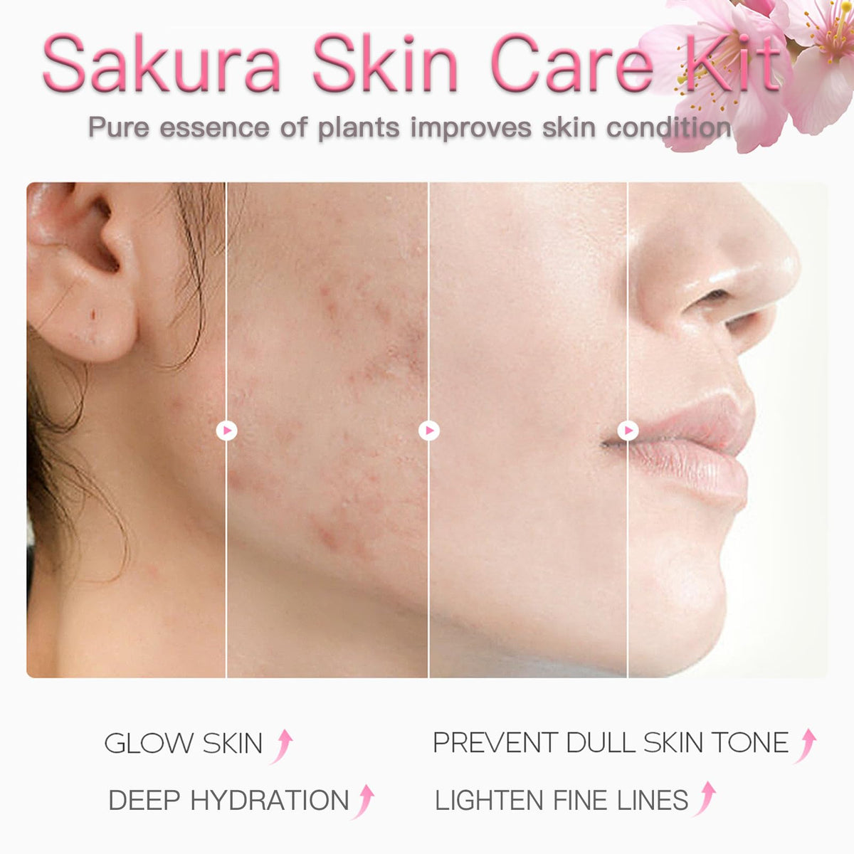 5pcs Sakura Skin Care Sets Gifts for Teenage Girls,YANZEFEI Skin care for Teenage Girls,Skincare Set,High Moisturizing Cherry Blossom Skin Care Kit,Gift Set for Women Mom Daughter Birthday Christmas