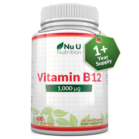 Vitamin B12 1000mcg - 400 High Strength Vegan Tablets - VIT B12 Methylcobalamin - 13 Month Supply - Contributes to The Reduction of Tiredness & Fatigue