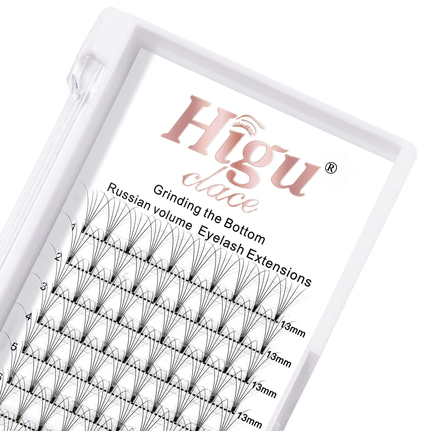 Higu clace Premade Fans Volume Eyelash Extensions 3D|4D|5D|6D 0.07/0.10mm Curl C/D 8mm~18mm 5D 0.07 D 13mm Short Stem Russian Premade Lash Extension Fans (5D 0.07 D 13mm)