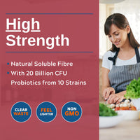 Macro Greens 4000mg Psyllium Husk Fibre with Probiotics – 20 Billion CFU from 10 Strains – High Strength Soluble Fibre from Plantago Ovata Seeds – Capsules for Easy to Absorb Fibre – Third Party Tested – UK Made