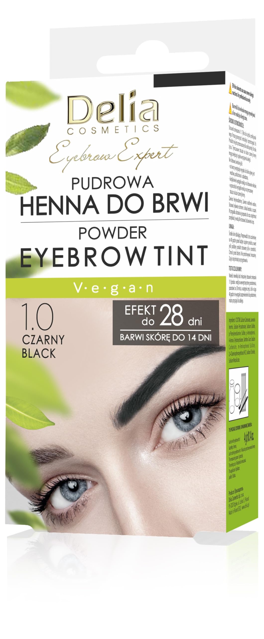 Delia Cosmetics - Powder Eyebrow Tint - LIGHT BROWN - Natural Herbs and Color - Enhanced, Darkened, Thick Brows - 20 Easy Applications / 4 Weeks - Complete Set