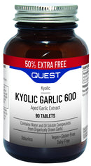 Quest - 90x Kyolic Garlic Tablets. High Strength 600mg Odourless Aged Garlic Extract for Heart, Immune, Digestive & Cognitive Health. Daily Dietary Supplement. Vegan & Gluten-Free (Pack of 1)