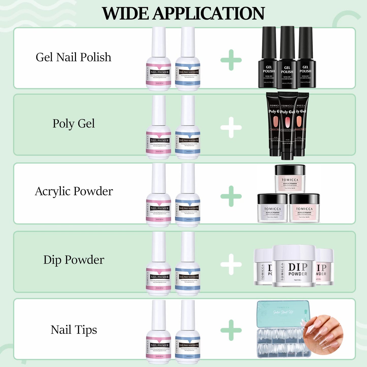 TOMICCA Nail Dehydrator and Primer Set-Professional Nail Bond Primer &Nail Prep Dehydrate,Acid Free Superior Protein Bonding,Fast Air Dry For Gel Polish and Acrylic Powder 0.5oz