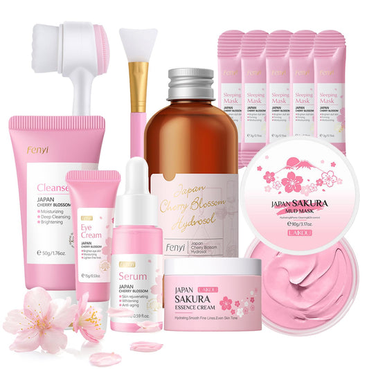 Shengqialun Skin Care Sets & Kits Sakura, Skin Care Sets For Teenagers, Gifts For Teenage Girls Pamper Sets For Women Basic Skin Care Moisturizing Set With Mud Mask, Cleanser, Serum, Cream