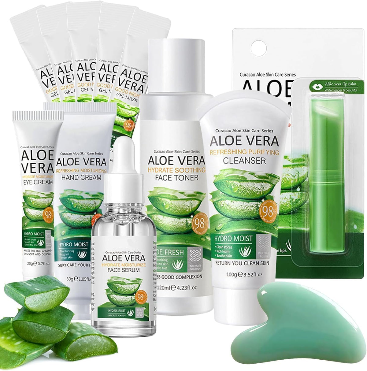 Xumann 12PCS Skin Care Gift Sets for Teenage Girls, Aloe Vera Skincare for Women, Simple Pamper Face Care Kit for Teen