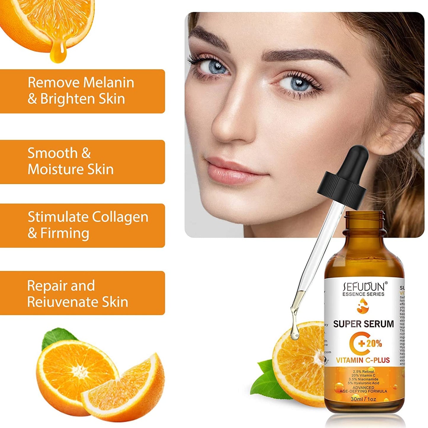 Premium 20% Vitamin C Serum for Face with Hyaluronic Acid (30 ml), Anti Aging & Wrinkle Facial Serum for Women & Men, Antioxidant, Fades Dark Spot, Boost Skin Collagen, Hydrate & Brighten