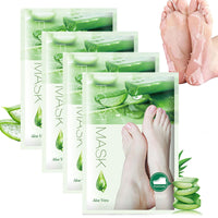 AuraAnge 4 PCS Aloe Vera Foot Peel Mask - Exfoliating Socks for Callus Removal - Cracked Heels, Dead & Dry Skin. Moisturizing for Soft, Smooth Feet