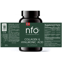 NFO Collagen & Hyaluronic Acid [120 Capsules] Natural High-Dose Complex of Fish Collagen, Hyaluronic Acid, Vitamin C, Biotin, Zinc for Healthy Skin, Hair, Nails, Teeth, Made in Finland