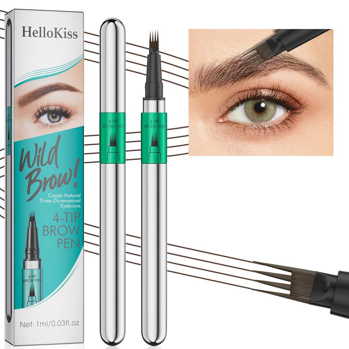 Oruagmel Eyebrow Pencil, Microblading Eyebrow Pen with 4 Fork Tip, Waterproof Eye Brow Pencil For Makeup, Precise Brush Create Natural Hair-Like Brows, Last All Day, Shaping, Defined (Dark Brown)