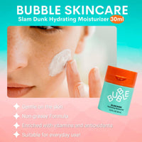 Skincare Bundle with 2 x Bubble Skincare Slam Dunk Hydrating Moisturiser 30ml - Aloe Vera Juice + Vitamin E + Avocado Oil + Niacinamide and Mojee Beauty Canvas Bag