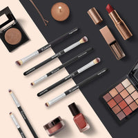 Lamora Make Up Eye Brush Set - Eyeshadow Eyeliner Blending Crease Kit - Best Choice 7 Piece Essentials - Pencil, Shader, Tapered, Definer - Vegan Synthetic Bristles That Last Longer, Apply Better Makeup & Make You Look Flawless