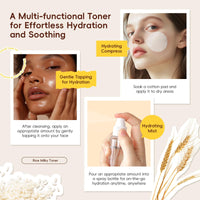 OKAQEE Rice Toner for Face - Milky Toner with 94.4% Rice Extract & Niacinamide - Skincare to-ner for Even Skin Tone - Hydrating Ri-ce Facial to-ner Serum - Gentle, pH-Balanced for Sensitive, Dry & Dull Skin
