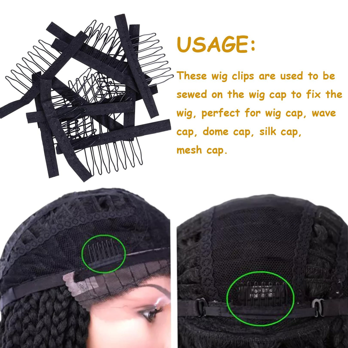 jeufun 12pcs Wig Combs 7-teeth Wig Clips Lady Tools Black Metal Wig Caps for Women Black U Shape Wig Comb Clip Tooth Comb,Net Comb Clip Steel Tooth Clip Wig Clip for Wig Making Cap DIY Wig Caps Accessories