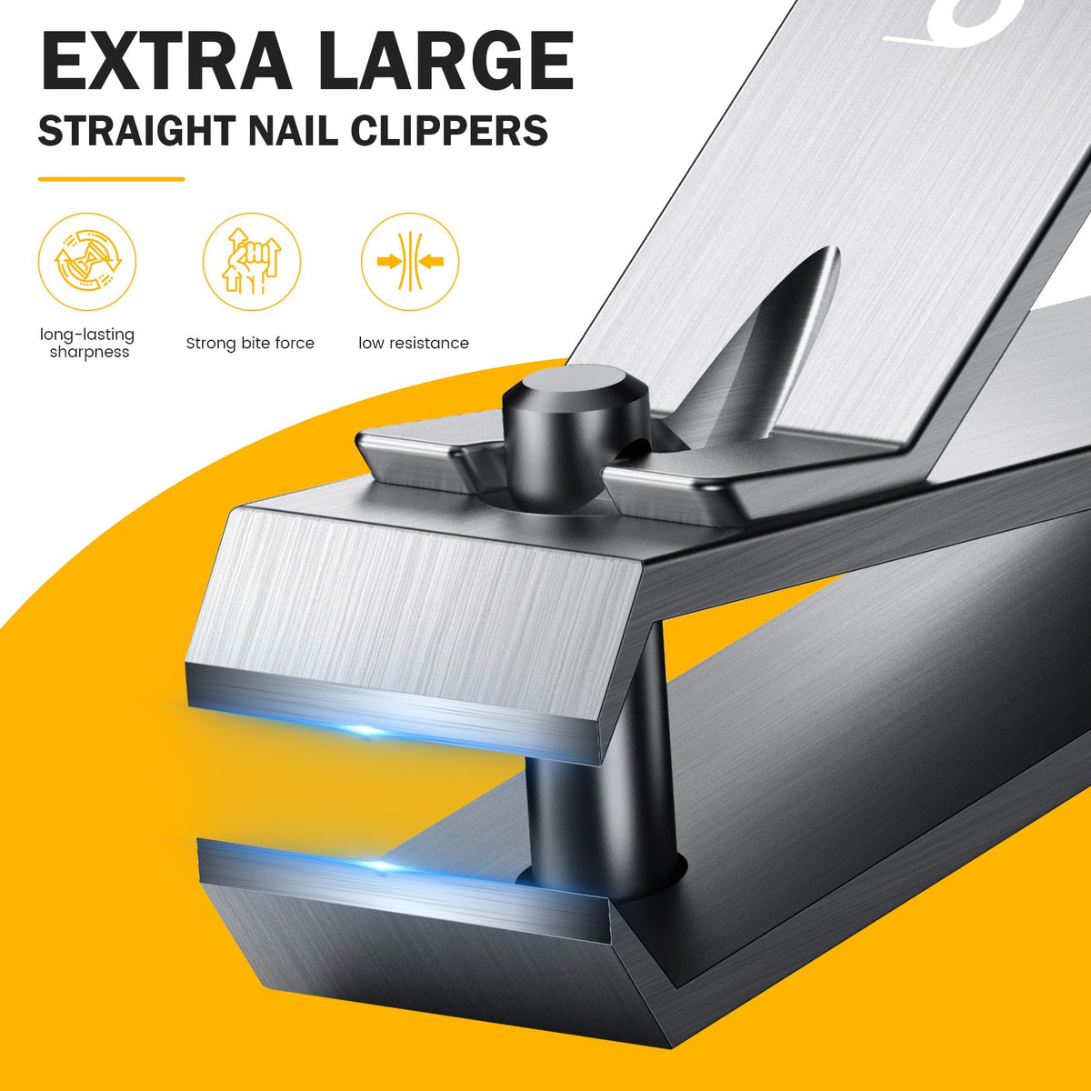 BEZOX Heavy Duty Straight Blade Nail Clippers for Thick Toenails, Professional Stainless Steel Fingernail Toenail Clippers - Ideal for Seniors Toenails Clipper, Precision Nail Grooming Tool