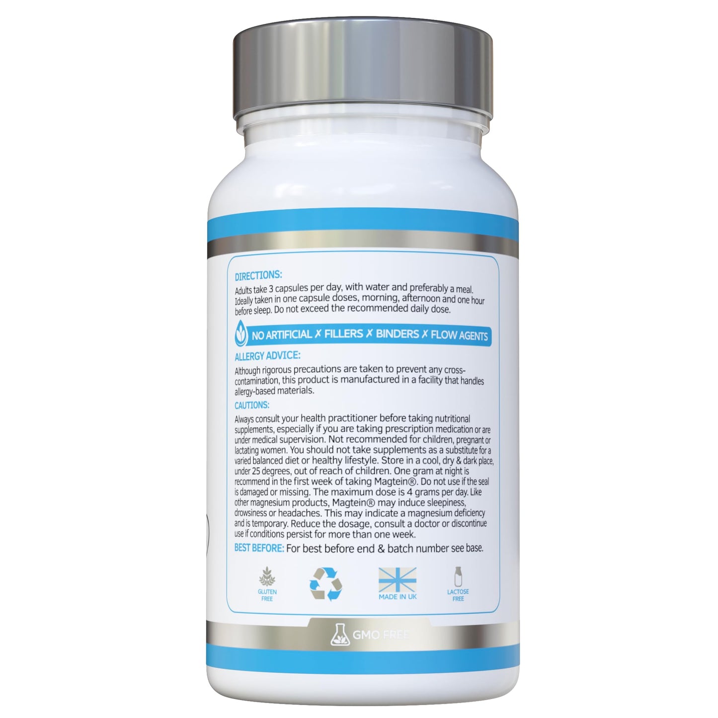 swiss bioenergetics Magnesium L-Threonate Complex 7-in-1 with 1000mg of Magtein Plus Magnesium as Bisglycinate, Taurate, Citrate, Gluconate, Malate & Lactate - Supports Sleep - Vegan, UK Made and No Artificial Nasties