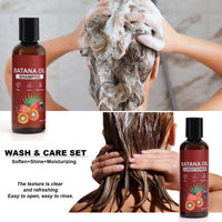 Orknglowy 2PCS Batana Oil Hair Care Set - Batana Shampoo and Conditioner, Bantana Natural Hair Growth Oil with Olive oil, Reduces Hair Loss, Promotes Hair Regrowth, Moisturizing, Nourishing, for Men & Women