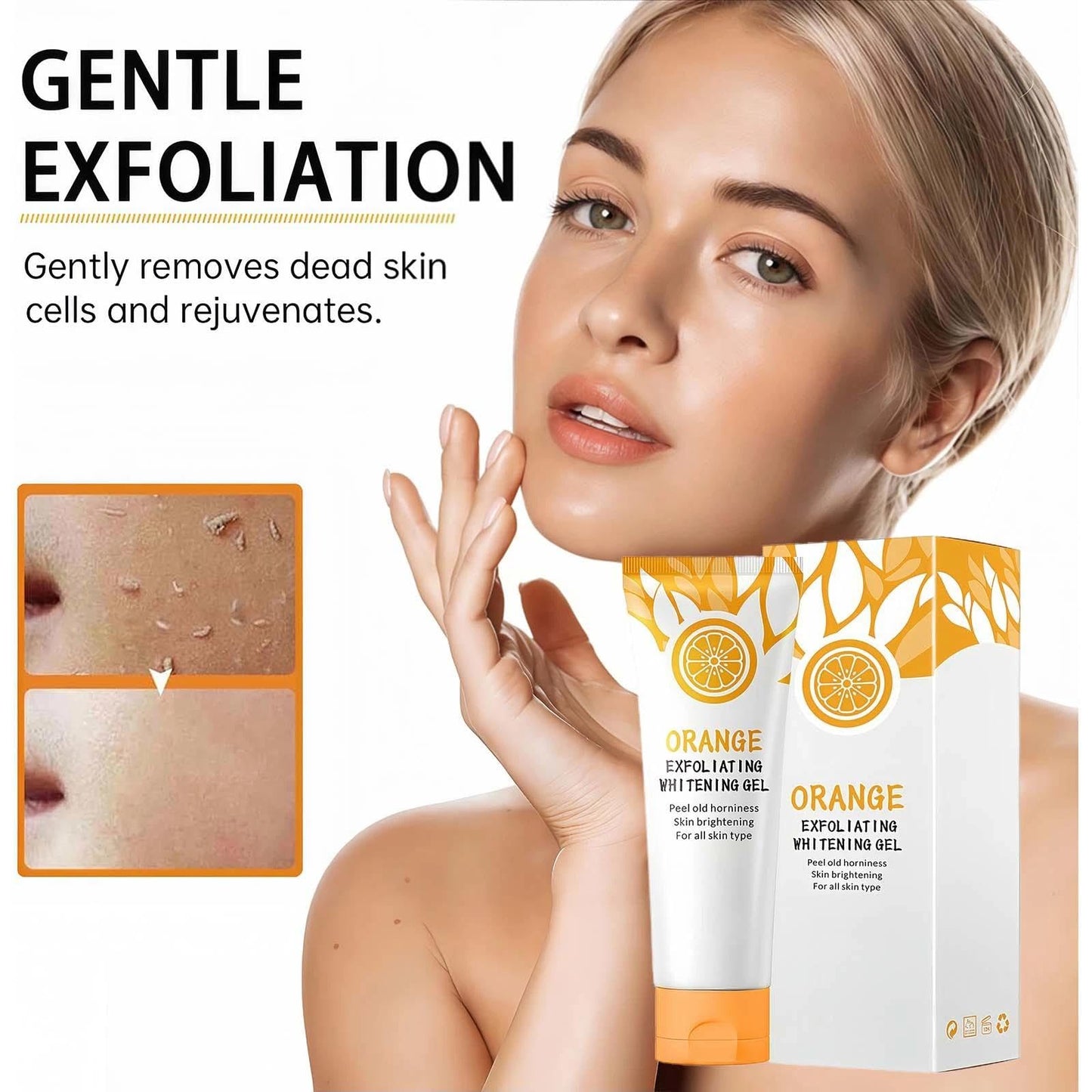 EliiSkinn 2PCS Orange Exfoliating Gel - Deep Cleansing Scrub for Face & Body, Gentle Radiant Skin Exfoliator with Natural Orange Bubble Formula
