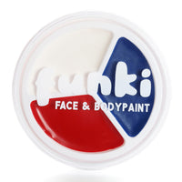 Funki Face & Body Paint Red, White & Blue Oil-Based Facepaint - Pot of Red, White and Blue Face & Body Paint - Perfect for Celebrations - Pack of 1 VE DAY COMMONWEALTH
