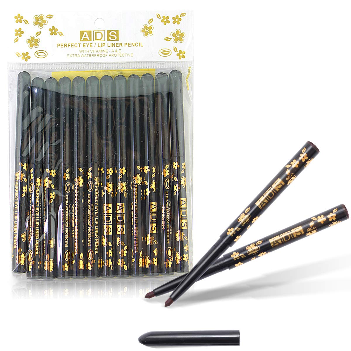 12 x Brown Eyeliner, Waterproof, Smudge-Proof, Long-Lasting, Twist-Up - All-Day Wear