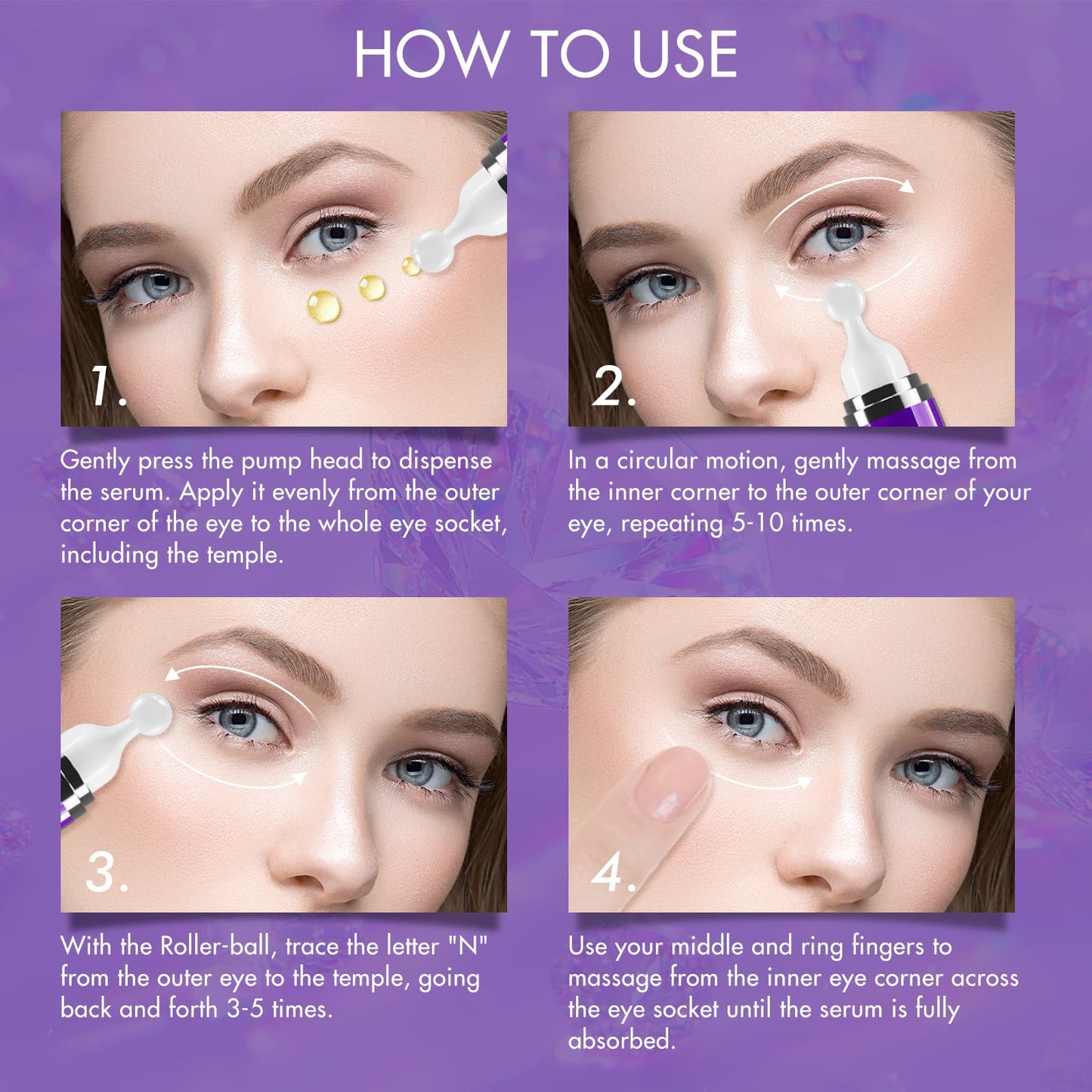 CiAIplw Eye Serum with 8% Caffeine 8% Retinol Hyaluronic Acid Niacinamide Peptides for Puffy Eye Bags Dark Circles Wrinkles and Fine Lines, Anti Aging, Under Eye Cream with 360° Eye Roller Massage Ball, 15ml