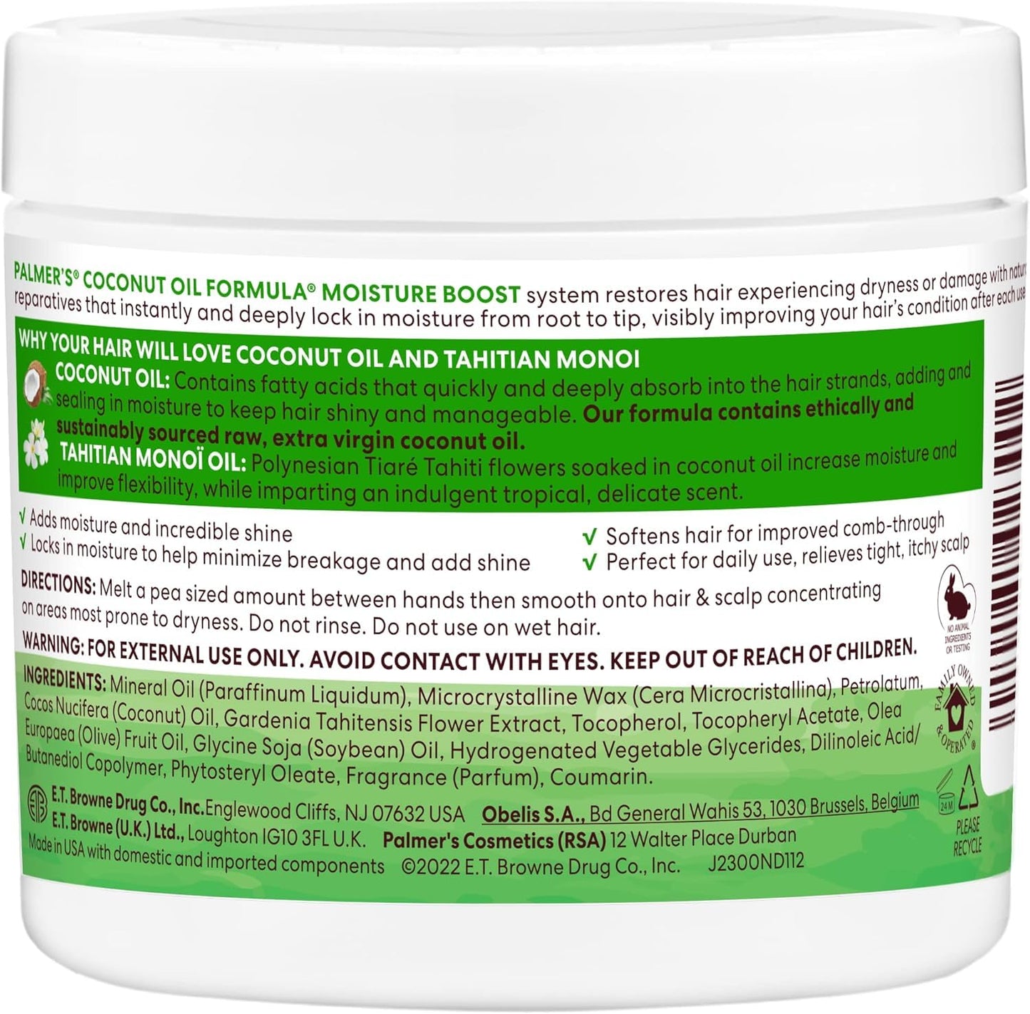 Generic Palmer Coconut Oil Formula Moisture-Gro Conditioning Hairdress 150g PACK OF 3