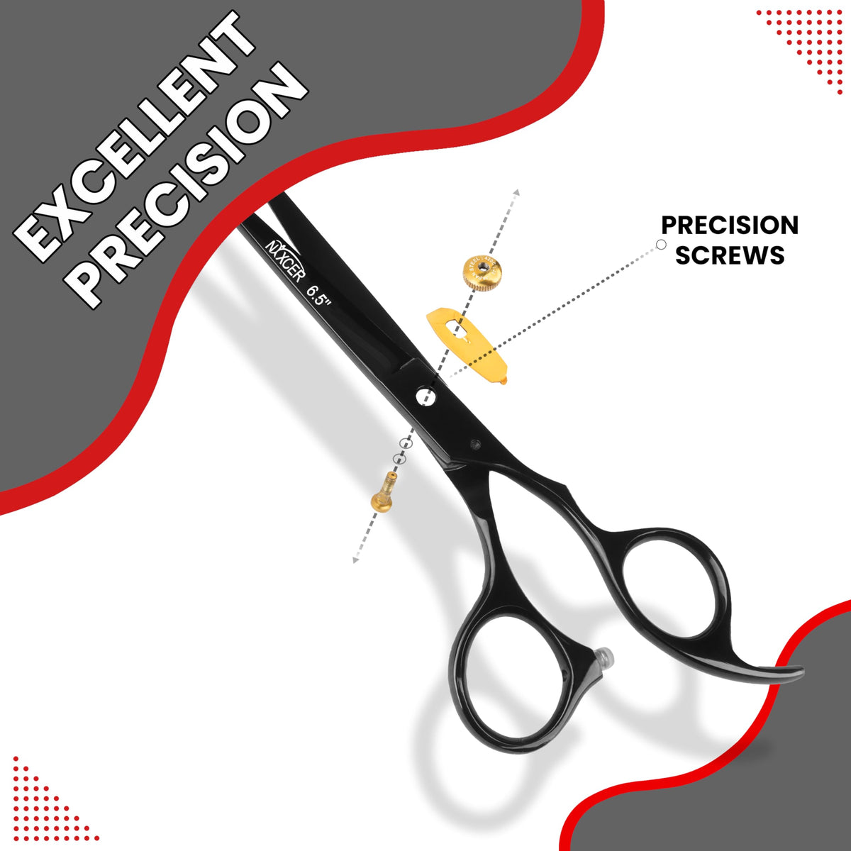Nixcer Hair Cutting Scissors -Sharp Razor Edge Blade Hair Shears Series - 6.5" with Fine Adjustment – Stainless Steel Hair Scissors Professional for Men, Women & Babies (Black)