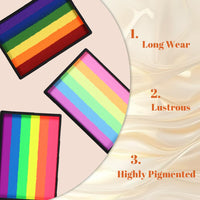Mikloven Rainbow Face Paint Palette, Water Soluble & Quick Drying, Professional Body & Face Painting Kit for Theatre, Carnival, Festivals, Cosplay Parties, Colourful Make-Up (25g)
