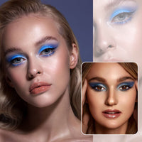 MEITREND Eyeshadow Palette, Blue Glitter Eyeshadow Waterproof Eye Shadow Pallets For Women, Klein Blue Matte Shimmer Eyeshadow Palette 9 Color Long Lasting High Pigmented Eye Make-Up Palette