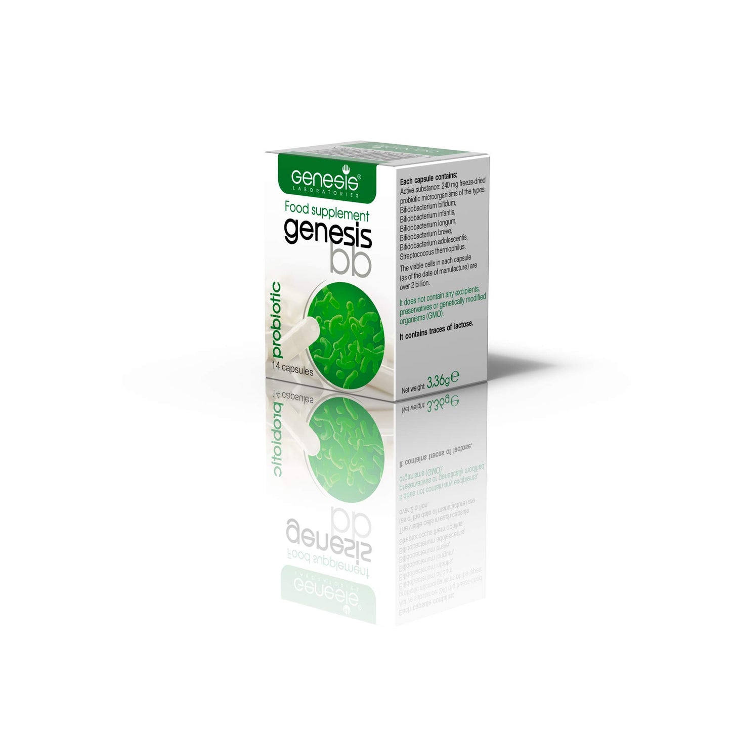 Genesis Unique Combination strains Bifidobacterium Complex BB Probiotic 14 Capsules of 240 Mg-Bifidum;Infantis;Longum;Breve;Adolescentis