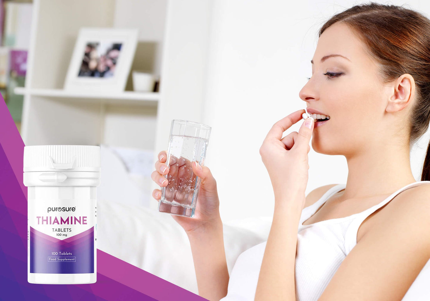 PuroSure Vitamin B1 Thiamine 100mg Tablets – Pack of 100 - for Heart, Immune and Psychological Function & Energy Release