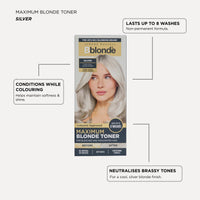 Jerome Russell Bblonde SILVER Non-Permanent Hair Toner | Neutralises Yellow & Brassy Tones | Salon-Quality Cool Blonde Results | Vegan | 75ml