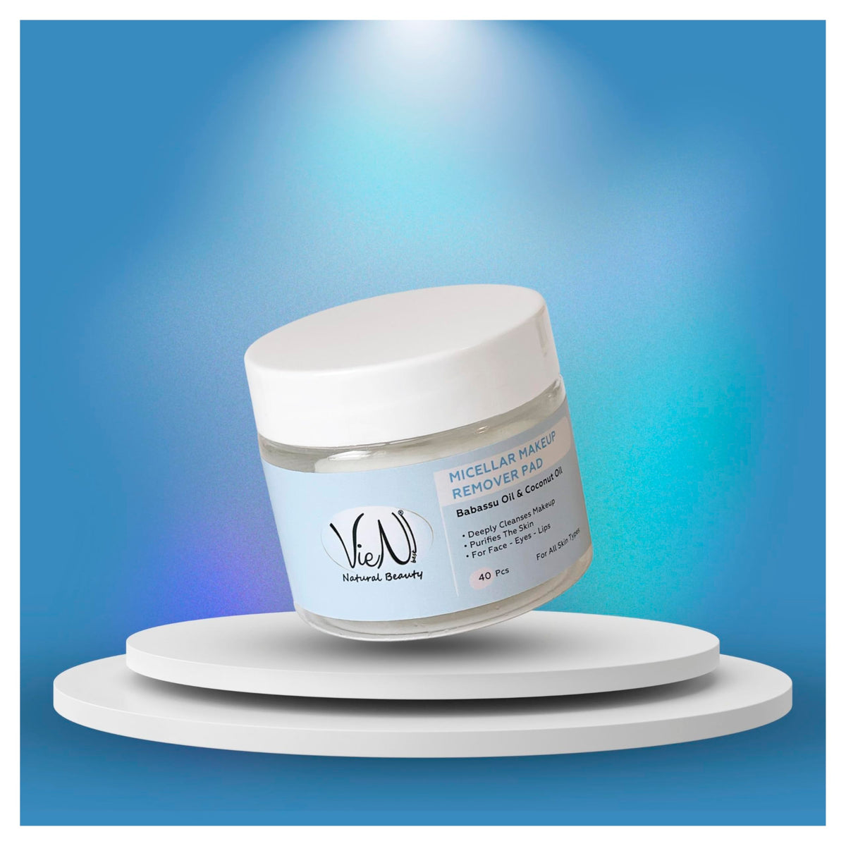 VIEN Best VIEN BEST NATURAL BEAUTY Micellar Makeup Remover Pad with Babassu Oil & Coconut Oil - Gentle & Effective Cleansing Pads for Face, Eyes & Lips Hydrating Pads Removes Makeup & Dirt - 40 Pads.