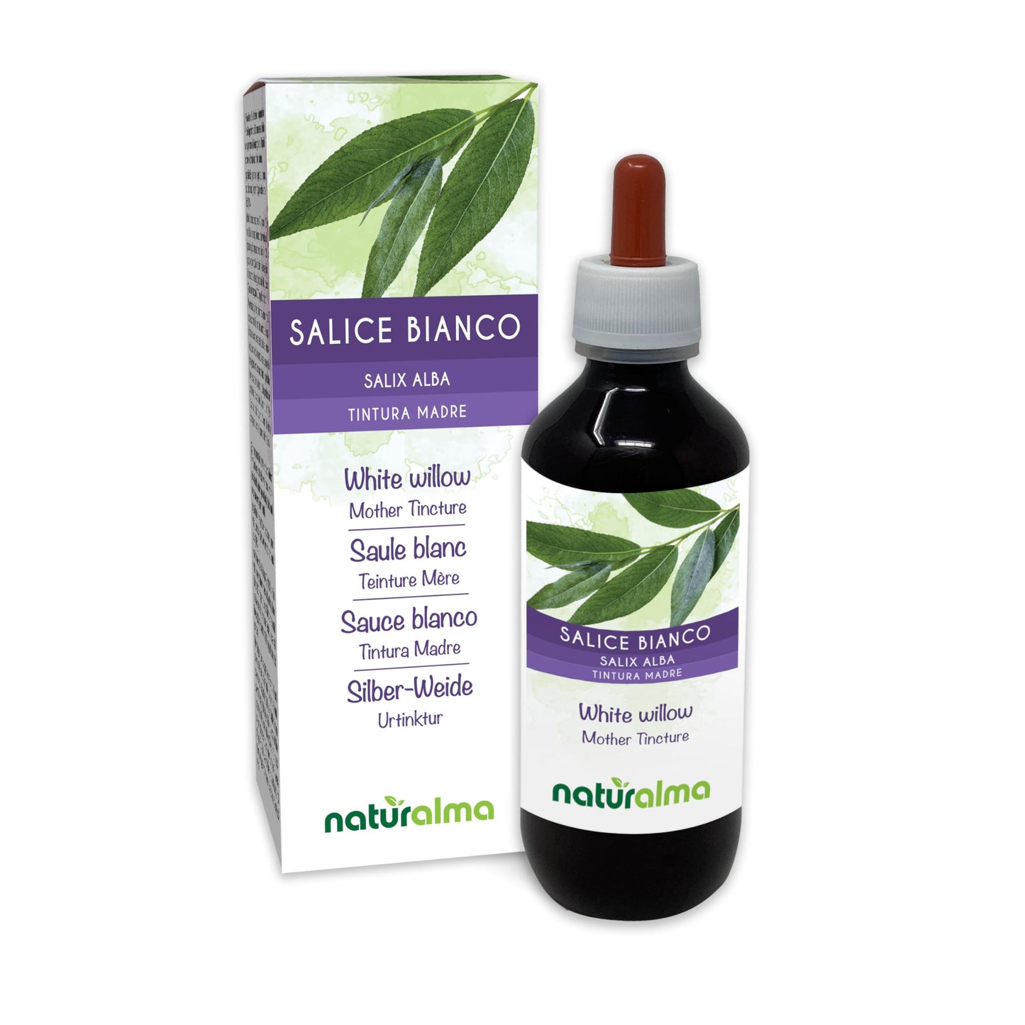 White Willow (Salix alba) bark Alcohol-Free Mother Tincture Naturalma | Liquid Extract Drops 200 ml | Food Supplement | Vegan