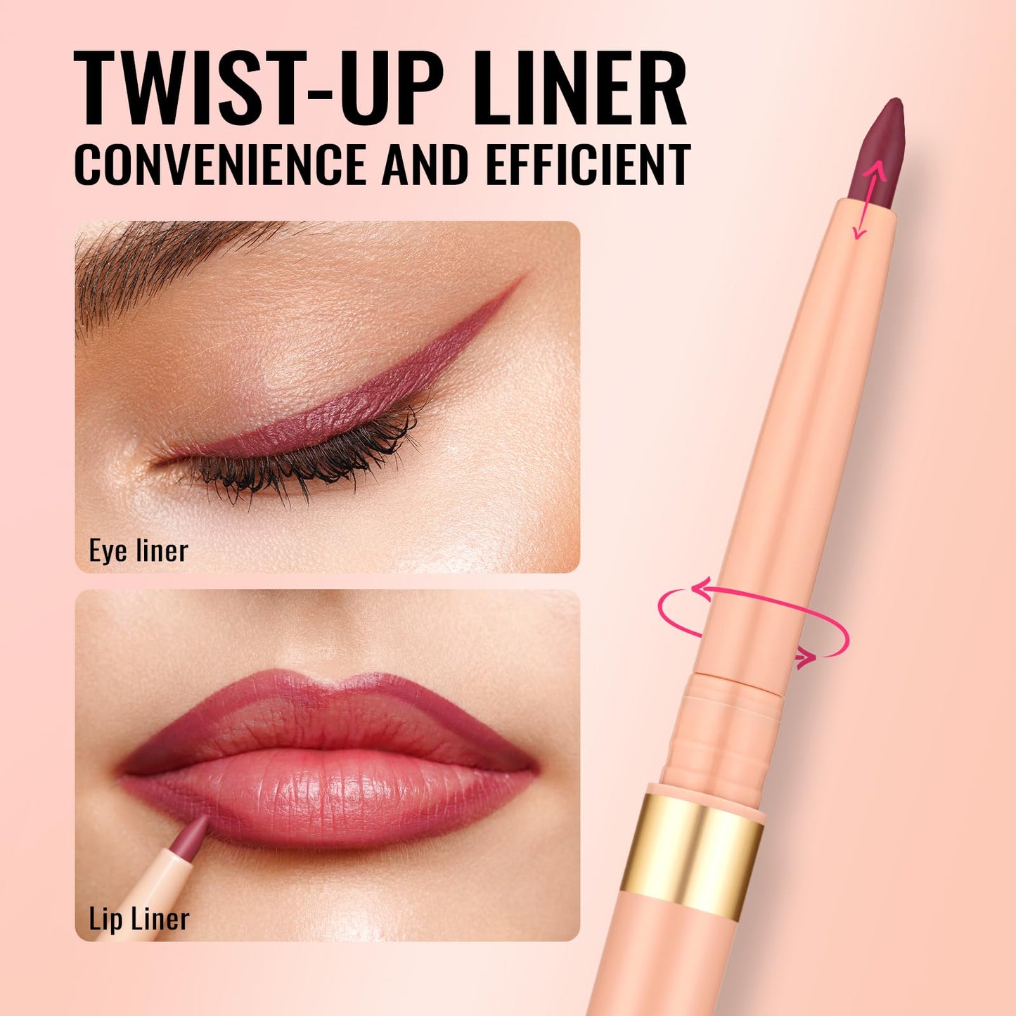 Oulac OULAC Matte Pink Eye Liner Pencils Waterproof, Smudge-proof Retractable Eyeliner Lasts 24H +, Highly Pigmented and Smooth, Long-lasting Formula, Vegan (04) Pink Treat