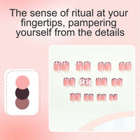 Generic Leopard French Tip Press on Nails - Short Square Pink Acrylic Fake Nails with Jelly Glue, Full Cover, 24 Pcs, Cute Bow Design, Durable & Easy to Apply for Women