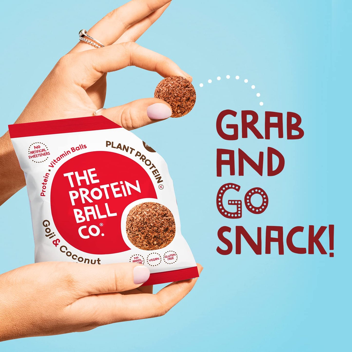 THE PROTEIN BALL CO Protein Balls Vegan Mixed Variety Pack by The Protein Ball Co - Natural, Plant Based Protein Snacks with Added Vitamins - 10 x 45g Bags - High Fibre, Gluten Free, No Artificial Sweeteners