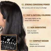 Hair Dye Comb, 2 in 1 Black Instant Hair Colour Stick with Built-in Comb, Hair Dye Stick for Gray Hair Coverage, Sweat-Proof & Portable Hair Concealer for Women & Men