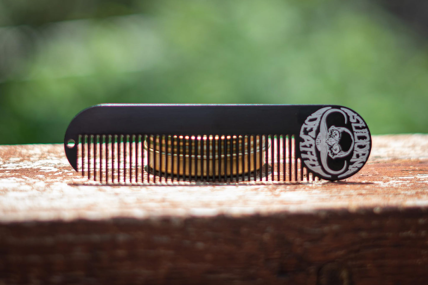 Hair Comb Death Grip 5" x 1.25" Keychain Comb | Fine Tooth Black Powder Coated Stainless Steel For Hair Styling & Beard & Moustache Grooming For Men