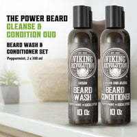VIKING REVOLUTION Viking Revolution - Beard Shampoo And Conditioner - Natural Beard Wash & Beard Conditioner With Argan & Jojoba Oils - Softens & Strengthens - Gifts For Men - Peppermint & Eucalyptus - 2 x 300 ml