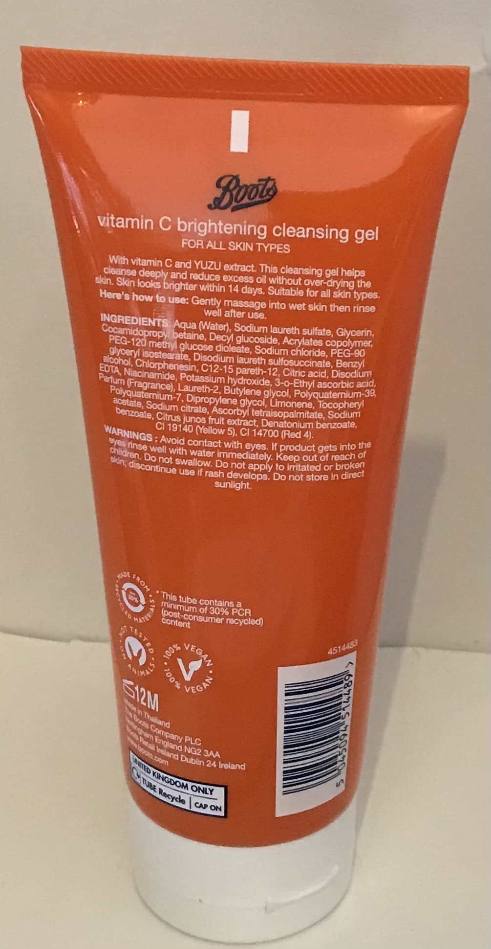 Boots Vitamin C Brightening Cleansing Gel for all skin types- 200ml Vegan
