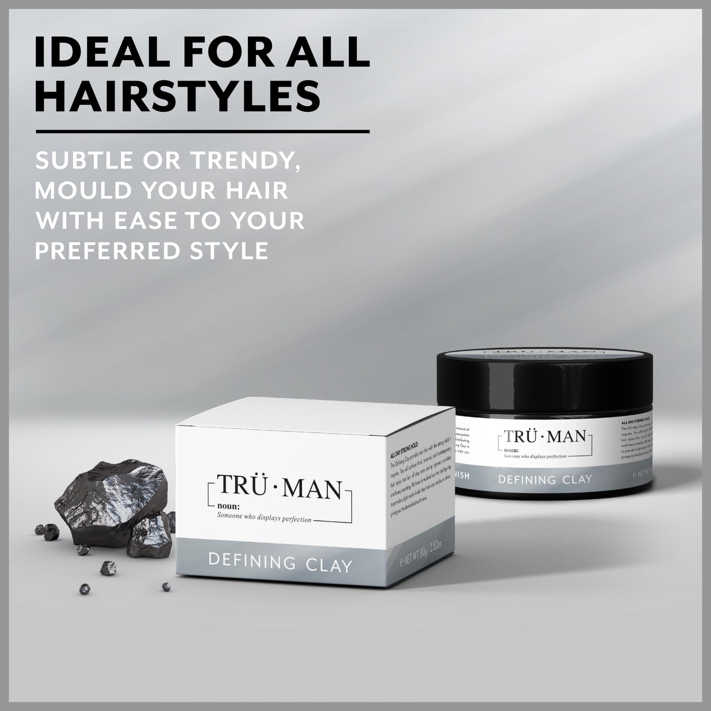 Tru Man TRU•MAN Defining Clay: All-Day Strong Hold Improves Texture & Thickness, All Hairstyle Types, 80g, 2.82 Oz