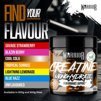 Warrior Flavoured Creatine Monohydrate Powder 300g (90 Servings) – Creatine Powder Drink, Creatine for Performance, Strength & Recovery (Not Creatine Gummies or Tablets) – Cool Cola