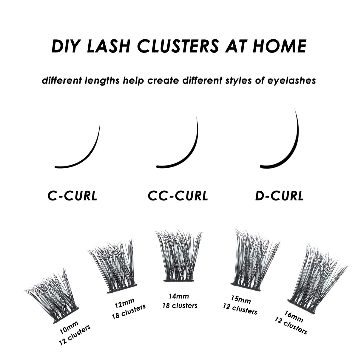 Lanciley Individual Lashes 72 Clusters Lashes C CC D Curl DIY Eyelash Extension Kit at Home for Make-up Beginner False Eyelashes Soft Fluffy Reusable 10/12/14/15/16mm Easy to Use - L01