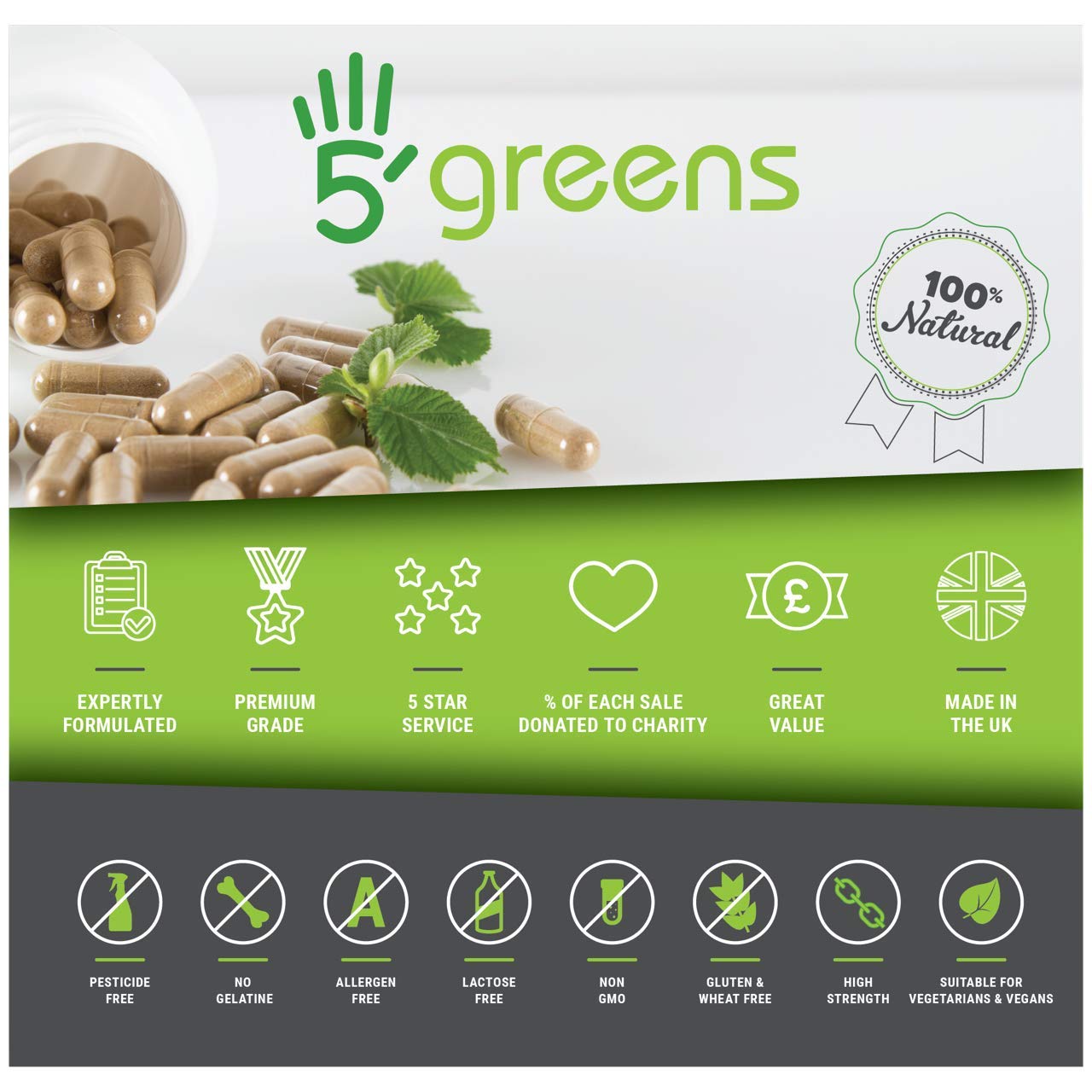 D-Mannose 1000mg High Strength Per Serving – 120 Vegan Friendly Capsules- 100% Natural, No Fillers or Binders – Made in The UK by 5greens